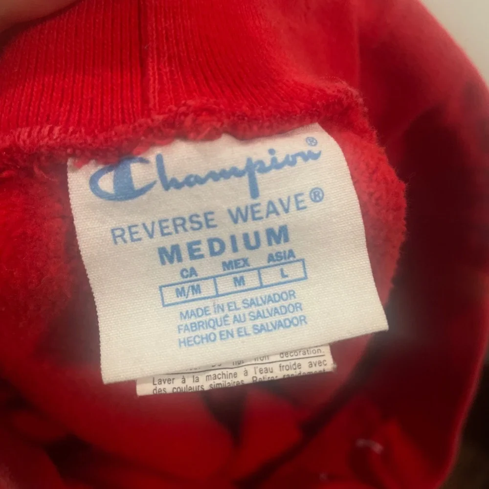 Champion Reverse Weave‎ Red Sweat Shorts Mens Medium Logo Raw Hem 89597